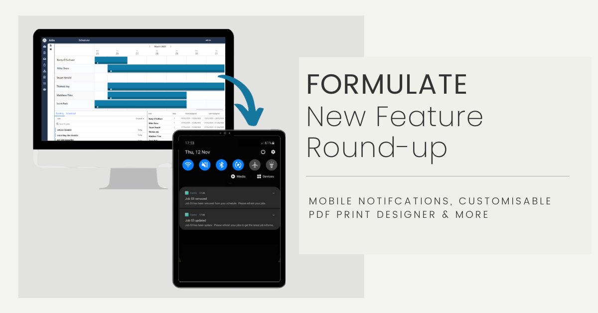 We have exciting news! This week, we have added a selection of new features to Formulate, our mobile forms software solution including, mobile notifications and PDF layouts. Read more in our blog: bit.ly/3kP6ord