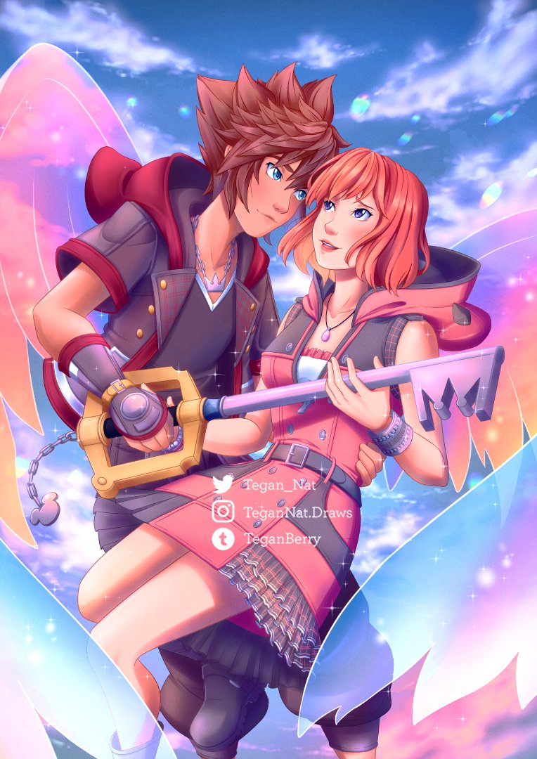 Tegan_Nat's tweet image. Post Melody of Memory headcanon: sharing the Paopu allows Sora and Kairi to summon each other&apos;s keyblades.
#KHMoMSpoilers #KingdomHearts #sokai