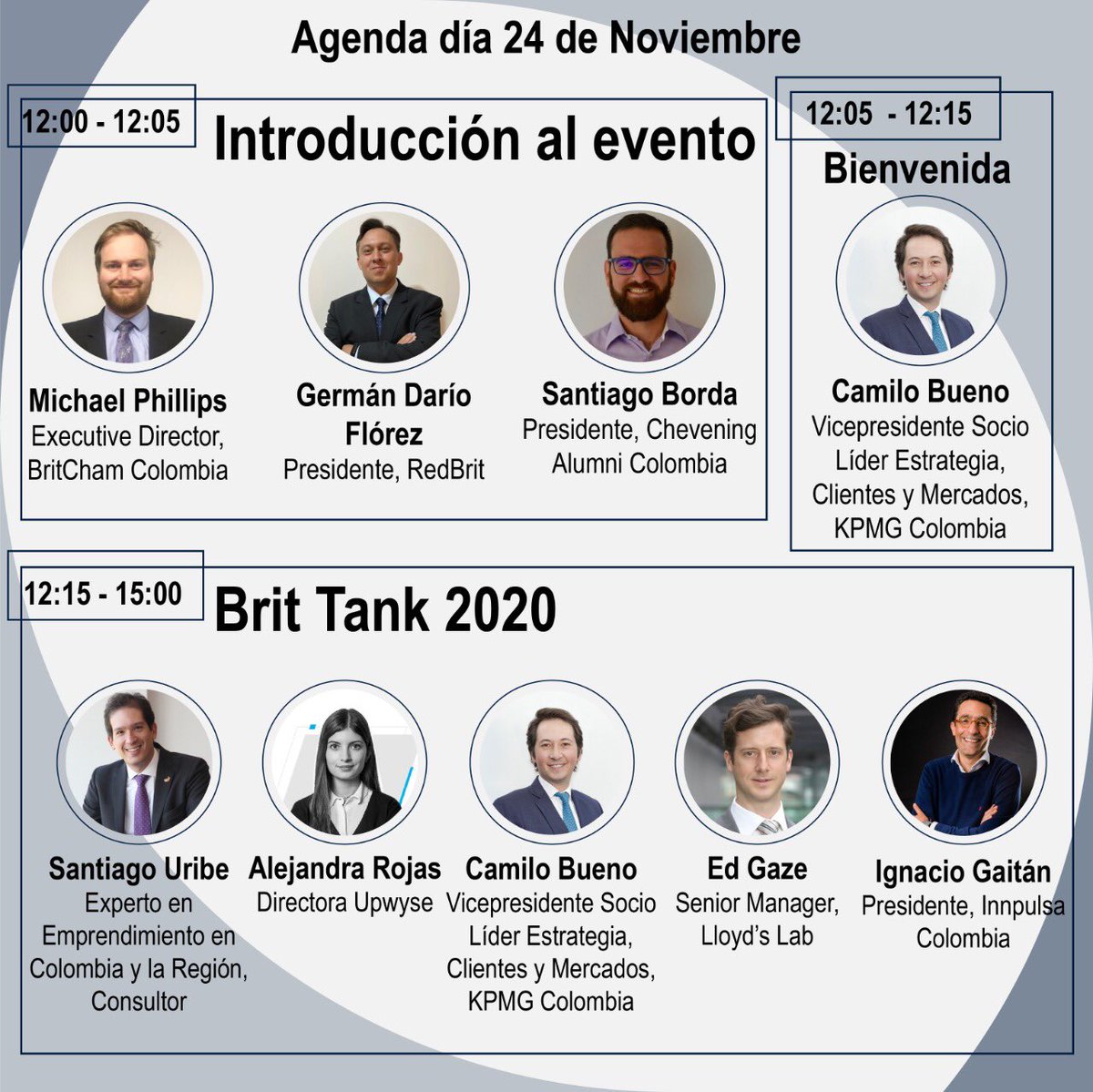 RedBritCo's tweet photo. Junto con @britchamColombia y @Chevening Col l@s esperamos en nuestra gran Feria de Emprendimiento y Empleabilidad 2020. 

Compartimos nuestra agenda del 24 de noviembre. 

Regístrate ya 👇
https://t.co/iWs9vCLCk4 https://t.co/ozLI5fxAK6