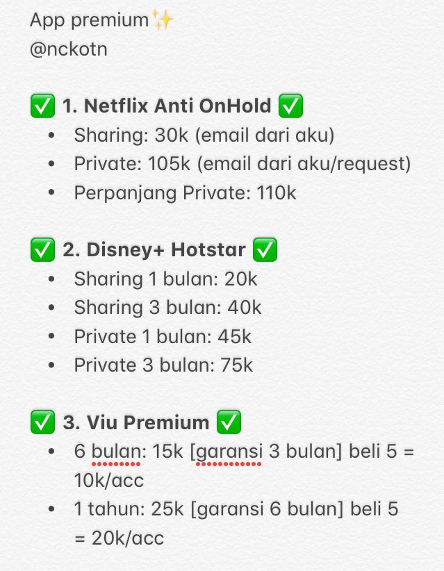 nckotn's tweet photo. Halo! Aku jual aplikasi premium nihh! Ada banyak dan murah murah✨ https://t.co/P0ndMBHR5e