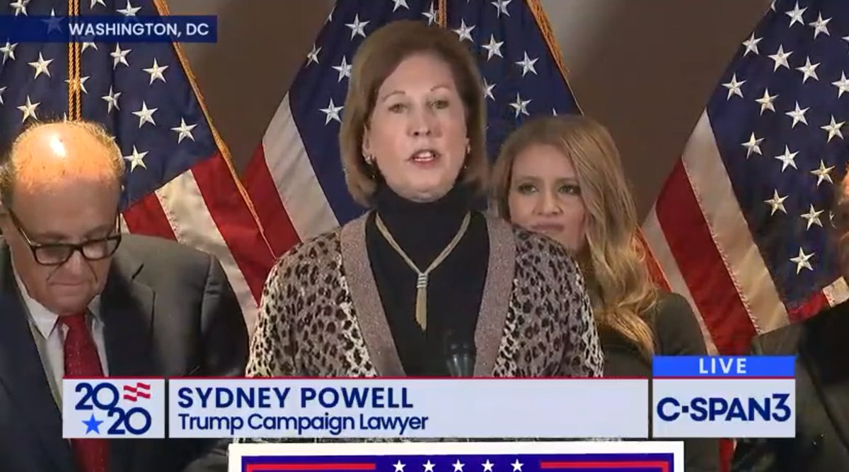 1 of 17THREADSidney Powell ( @SidneyPowell1) plays her cards close to the vest.She touched only briefly on Soros at yesterday's presser.But she said enough to reveal her strategy for nailing the elusive billionaire. https://www.c-span.org/video/?478246-1/trump-campaign-alleges-voter-fraud-states-plans-lawsuits