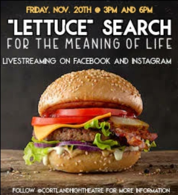 Tune in today at 3pm and 6pm for a livestream performance of our 2nd One-Act Play of the season. Videos will be posted following the second performance if you can't catch it live.