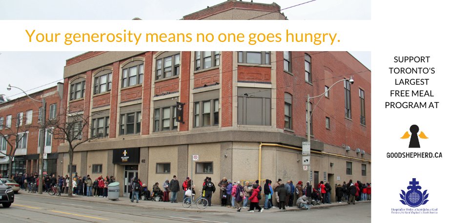 #GoodShepherd continues to provide meals-to-go every day from 2-4 pm. Please help provide meals to people who are homeless and at-risk. For more information 416.869.3619 x277 or cindy@goodshepherd.ca. Donate today ow.ly/KSSj50CqfZX #itstartswithameal #welcomehomeless