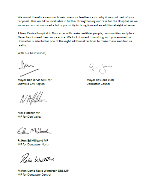 #Covid has shown us that levelling up should not just be about the economy but also about the health of our people.

That's why local leaders and I are pressing the govt to urgently invest in a new hospital for #Doncaster.
bit.ly/3pNPBbW