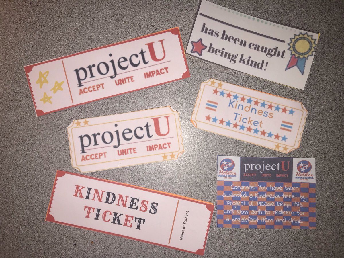 Super proud of these students for creating a fun incentive for the students at Holston these past two weeks!! <a href="/Uchoosekindness/">Ramona Dew</a> <a href="/HolstonMiddle/">Holston Middle</a> #kindnesstickets #choosekindness #youmatter #projectU
