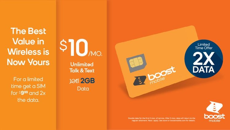 PhonesrusTexCit's tweet photo. Get 2X data on select plans when you bring your phone to Boost Mobile and buy a SIM for $9.99. Ends 12/31. Restr. apply. #Houtax18 #boosteventnationwide https://t.co/NGjnxvr68V