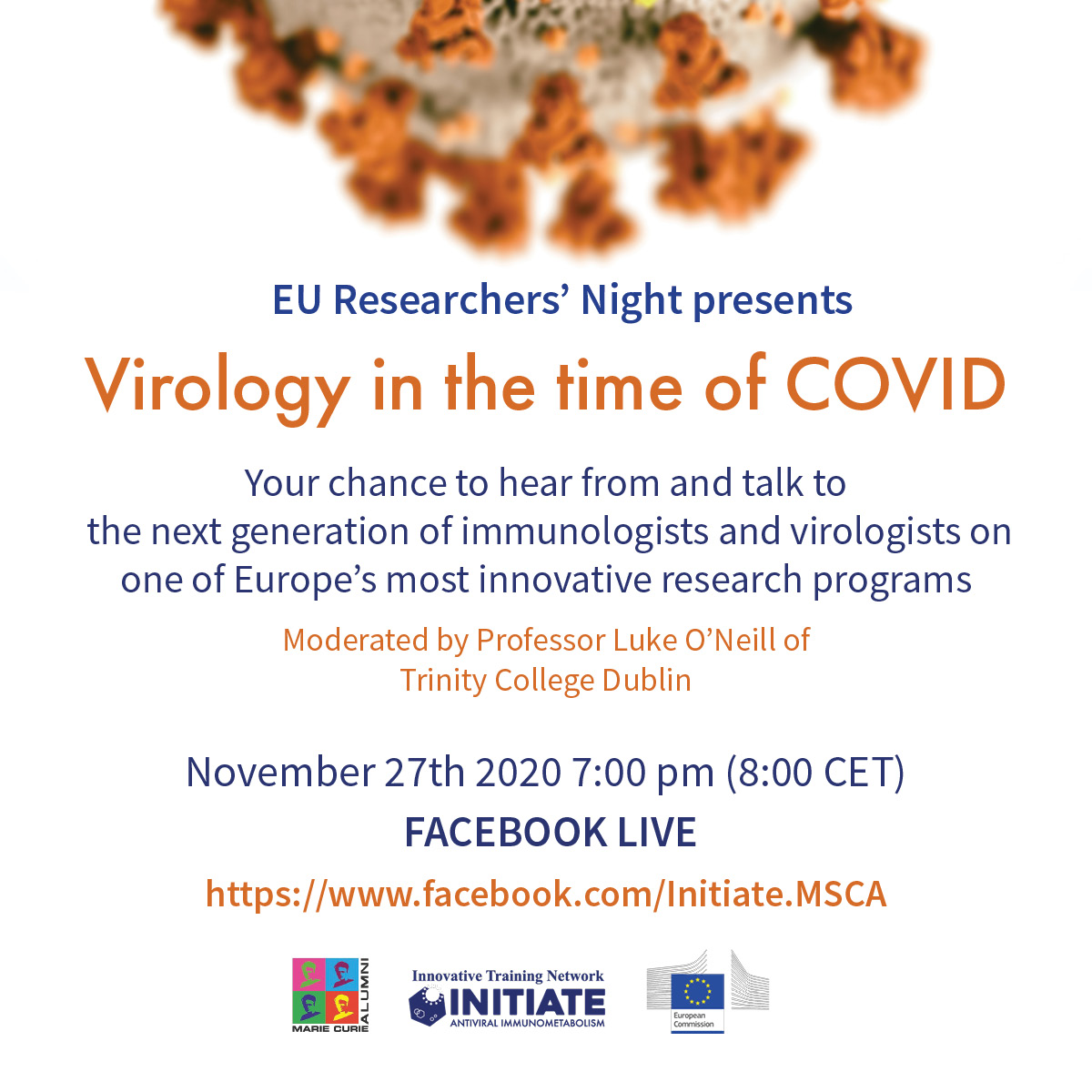 ITN_INITIATE's tweet photo. Please join us during the virtual European Researcher Night at November 27th: https://t.co/6QZedK8FVq @MSCActions #researchernight https://t.co/IXrf9wUHlN