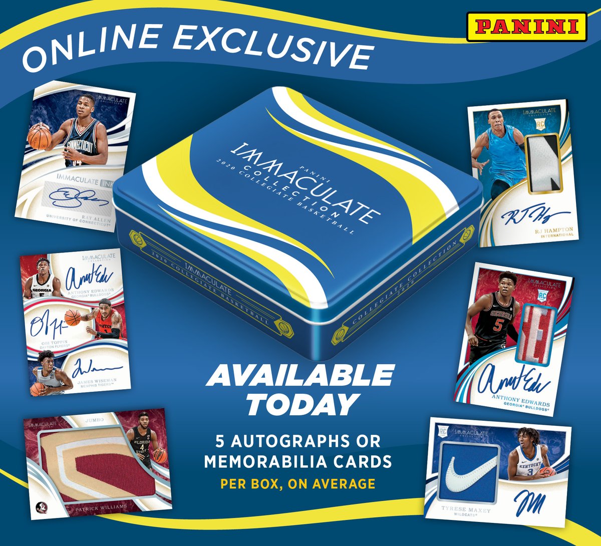 .@PaniniAmerica's online-exclusive 2020 Immaculate Collegiate Basketball goes live at 10 a.m. CST!!!
#WhoDoYouCollect | #NBADraft
https://t.co/TwMQs39JOU https://t.co/oGVRnRpgi5