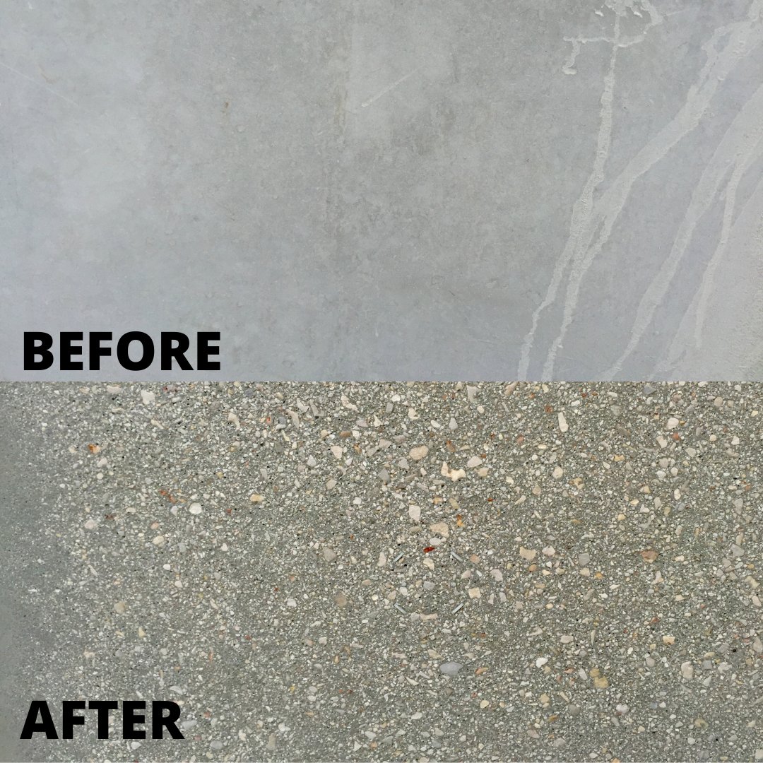 TruAbrasives's tweet photo. Before &amp; after blasting with TruAbrasives creating a perfect exposed aggregate finish.

#blast #blasting #truabrasives #aggregate #postblast #crushedglass #sandblasting #surfaceprep https://t.co/5DDoebmGzh