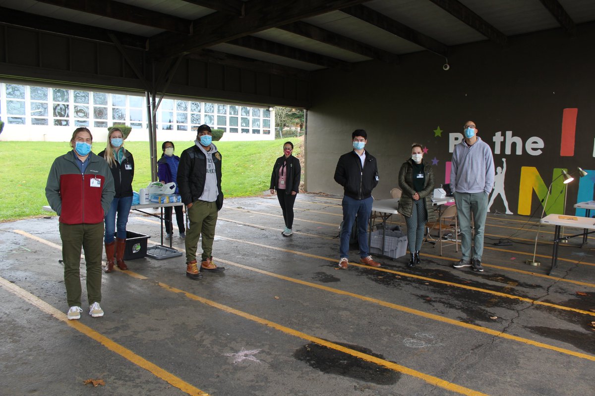 We launched our community COVID testing initative in saliva, NP swab, and wastewater study this week in partnership with Self Enhancement Inc! Here is the team setting up at one site. The goal is to bring testing to disproportionately affected areas in Portland metro. Go team!