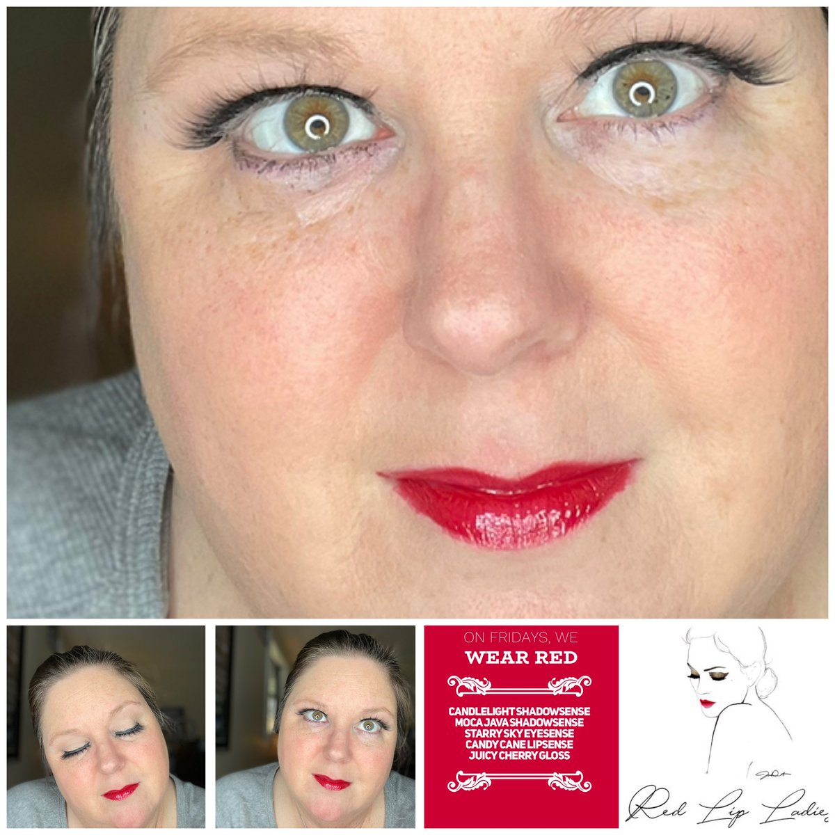 redlipladies1's tweet photo. On Fridays, we wear red! Candy Cane is a holiday color (for purchasing), but I think it’s wearable year-round. Let me know if you want some! https://t.co/YmaHgLy8QA