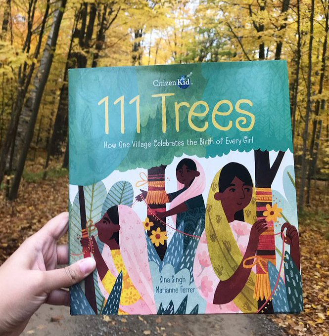 MackinLibrary's tweet photo. How cool is this?! Did you know that #111Trees is based on a true story? Shyam Sundar Paliwal made a huge difference in his small Indian village by planting trees to celebrate the birth of every girl. Find this @KidsCanPress title today: https://t.co/IYuqIjFKBW 🌲 https://t.co/4dyzru08kl