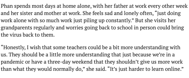 And Alexis Phan, a HS sophomore, spent weeks staying up until 1 a.m. doing homework. She and her classmates are anxious and struggling to focus — and she wishes her teachers could be more understanding.  #txlege  #txed