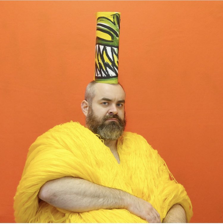 Croc Hat and Yellow Yarn Shawl