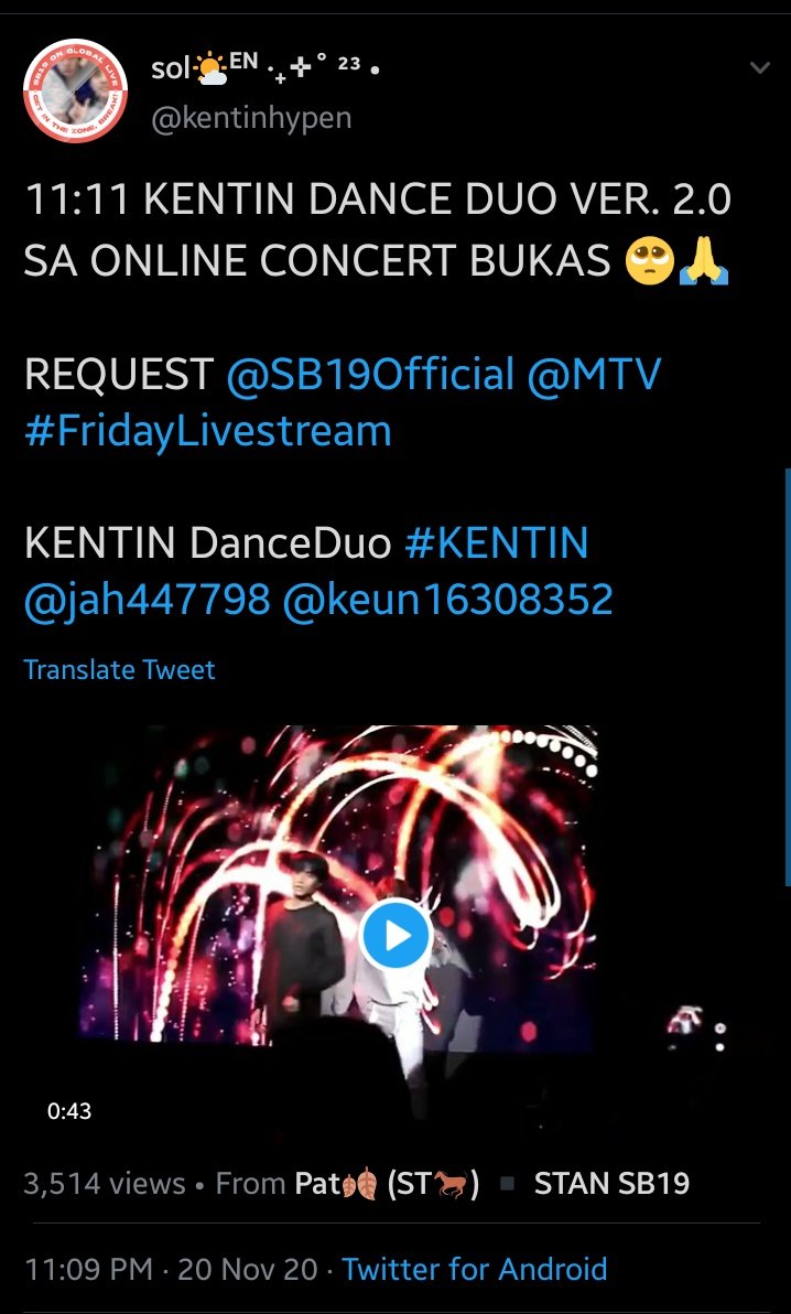 Advance ka po ng two minutes 😾

REQUEST @SB19Official @MTV #FridayLivestream

KENTIN DanceDuo #KENTIN
@jah447798 @keun16308352