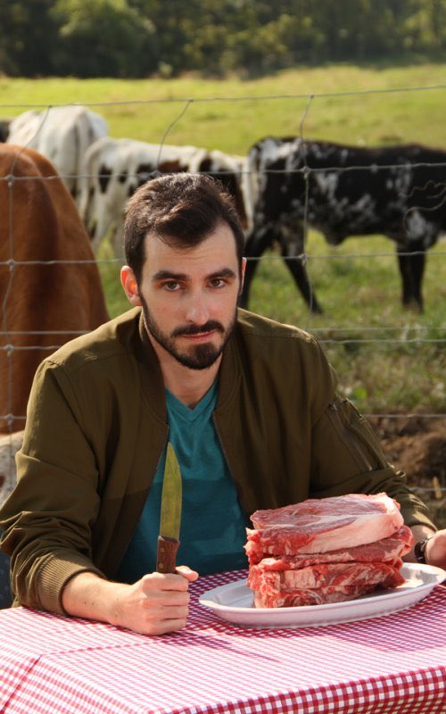BackDoorMeats's tweet photo. “Yea I donated to BDM’s #movember fundraiser. Apparently they raised so much for men’s health that they raised the goal and would like you to help out in any way possible. Anyways I’m gonna enjoy my slab of beef in front of this herd of cattle now.” - Probably this guy https://t.co/GKvdzXMLZ1