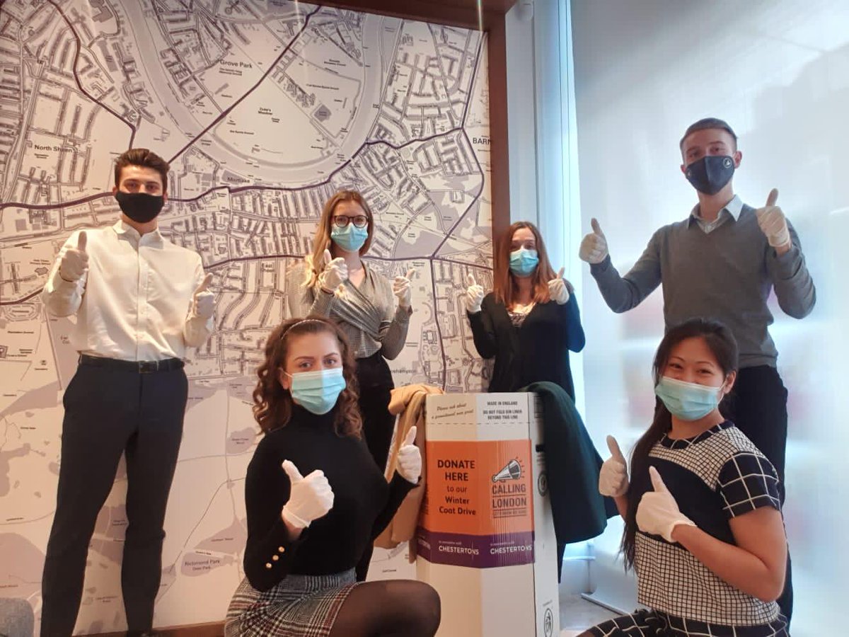 Chestertons's tweet photo. Happy Friday! 👍 

Thank you to everyone who's donated to our @CallingLondonUK coat drive this week, helping vulnerable Londoners stay warm this winter 🧥 

Do you have spare coats at home? Donate today 👉 https://t.co/w7Zuzsu8I1 #Chestertons #CallingLondon #Charity #London https://t.co/6eHAEZnQHm
