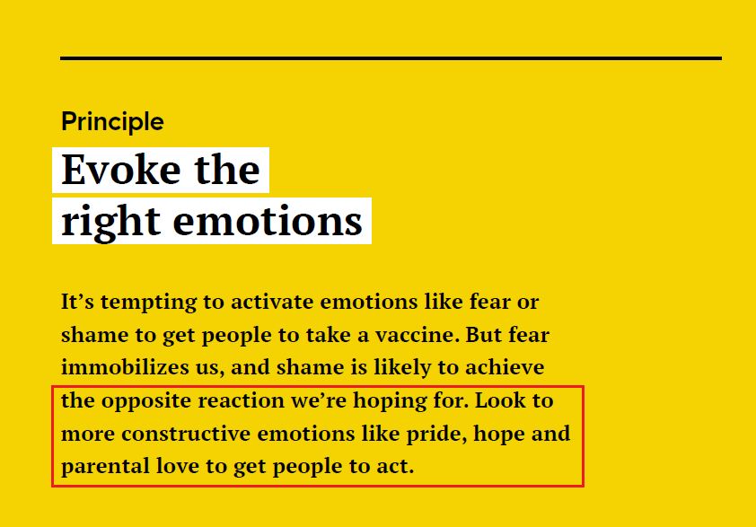 "Particular emotions can motivate people to action or immobilize them. Using  #emotions intentionally can close the chasm between intention & action."If people are seeing messages that suggest that the risks of  #COVID19 are  #minimal, they’re unlikely to  #engage."[p. 38, 39]