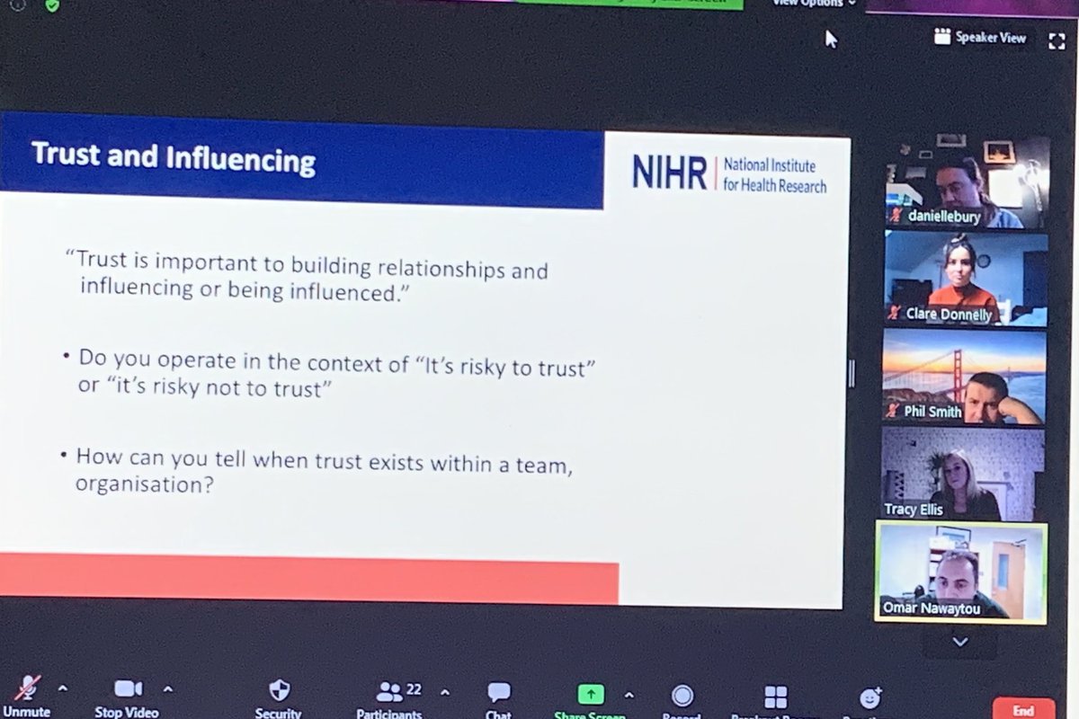 NIHRrdn's tweet photo. Finishing a very busy day with an interactive workshop from Tracy Ellis, Organisational Developer from @LivUni on ‘Negotiation and Influence’ teaching our scholars invaluable skills for their research careers ahead #bepartofreseach #rsp https://t.co/v2bXkwA6M4