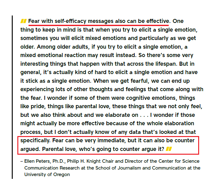 "Fear can be very immediate, but it can also be counter argued.   #Parental   #love, who& #39;s going to counter argue it?""The call to action is not getting a vaccine that is available to you. The call to action is, & #39;Protect your family, protect your loved ones. Help the world& #39;..."