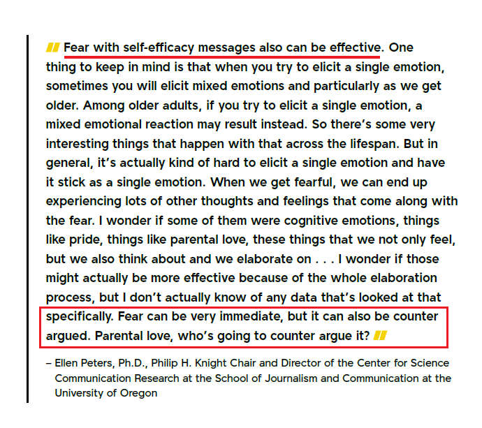 "Fear can be very immediate, but it can also be counter argued.  #Parental  #love, who's going to counter argue it?""The call to action is not getting a vaccine that is available to you. The call to action is, 'Protect your family, protect your loved ones. Help the world'..."