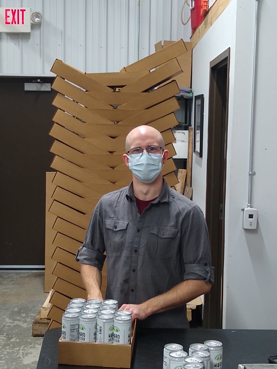 MiddleCoastBrew's tweet photo. World champion box stacker Ryley was in rare form today while canning the Cucumber Lime Hard Seltzer https://t.co/vXTg5DXWdD