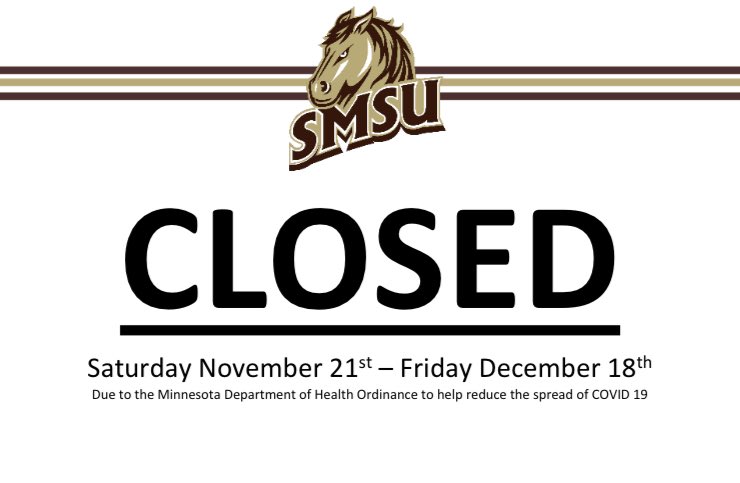 Due to the Minnesota Department of Health ordinance, we will be closed starting Saturday November 21st - Friday December 18th.
