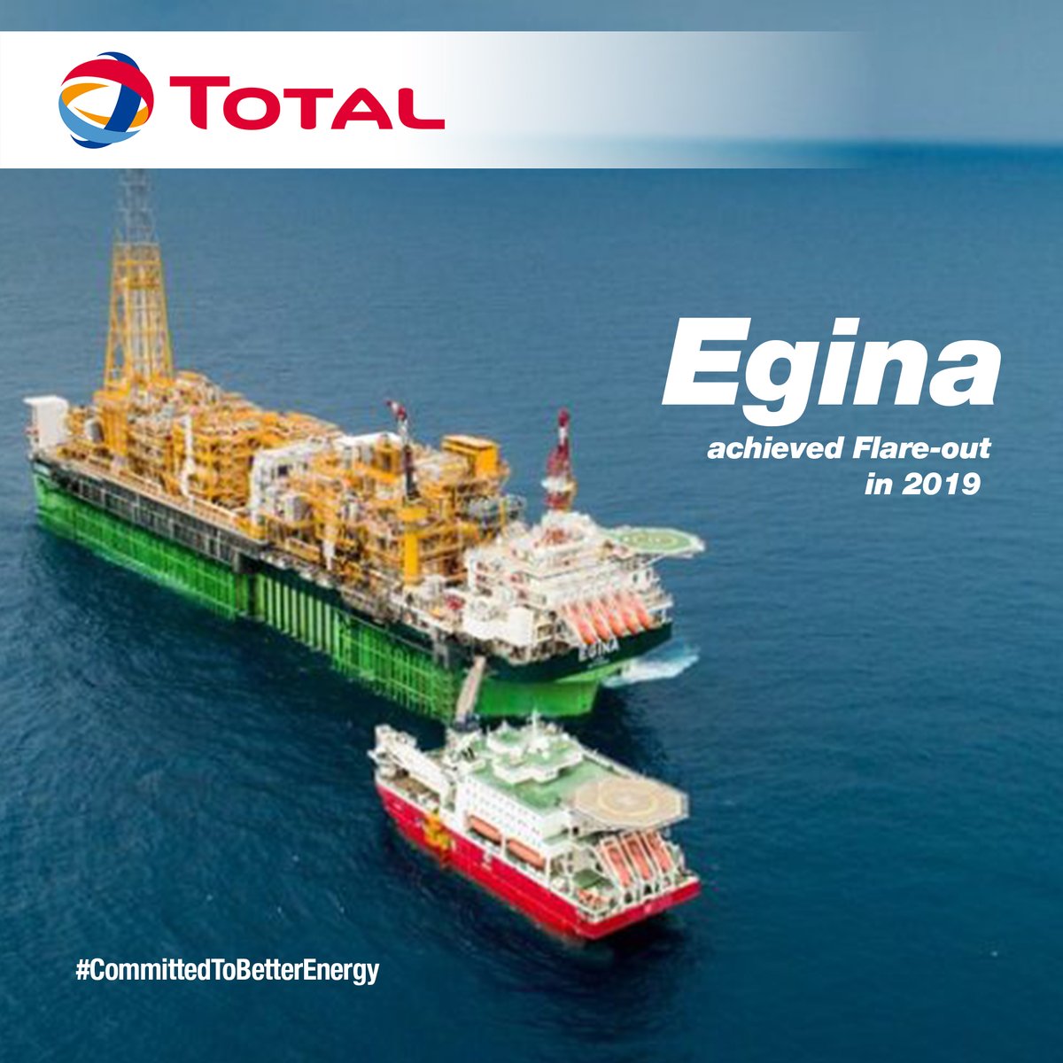 TotalEnergiesNG's tweet photo. Egina made the environment proud in 2019!
#Flareout #CommittedToBetterEnergy https://t.co/9MU5D2xOAU