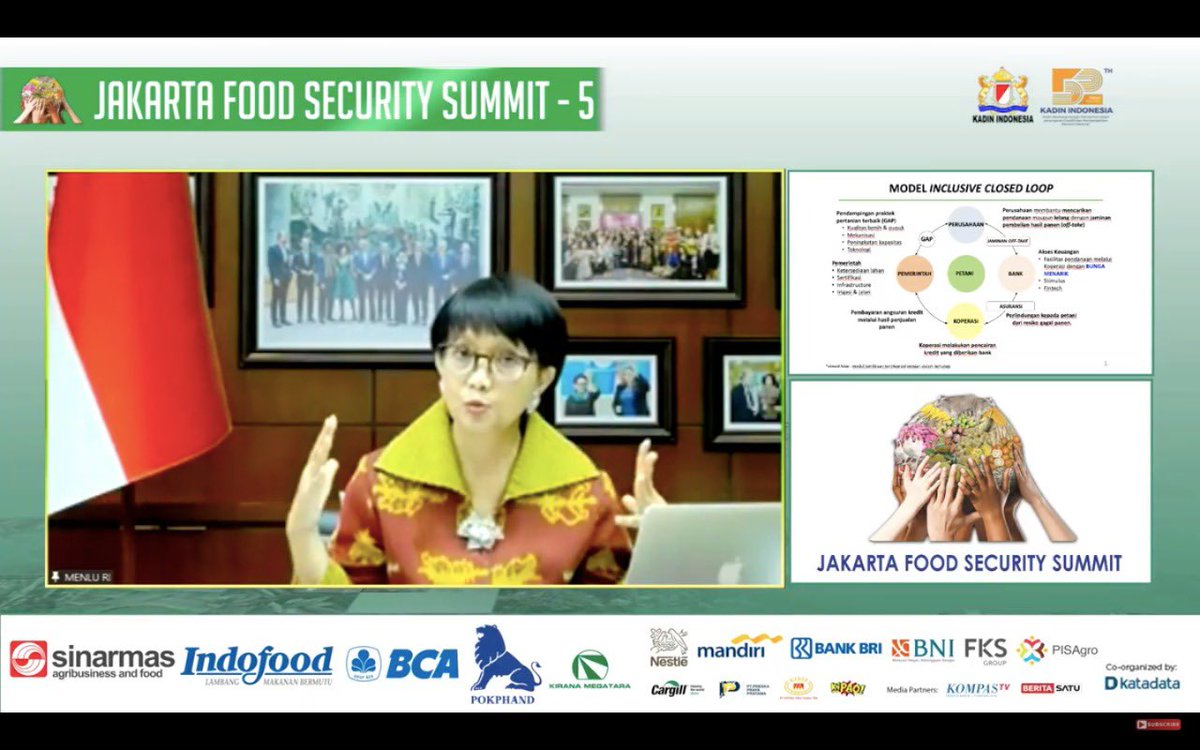 Menlu_RI's tweet photo. At the Jakarta Food Security Summit #JFSS2020, I spoke on how diplomacy works throughout the pandemic (19/11). https://t.co/bccmmdgXuC