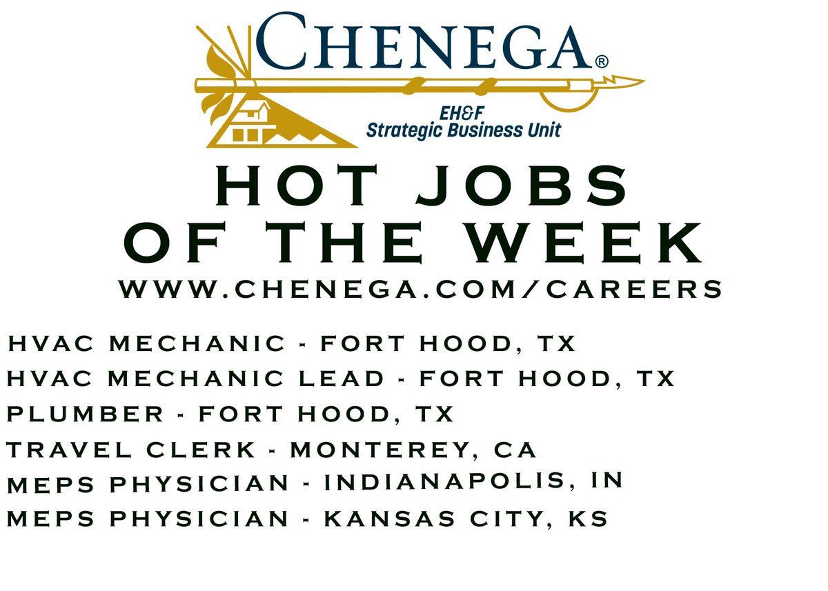 Chenega EH&F on Twitter "Check out our hot Jobs this week and apply to