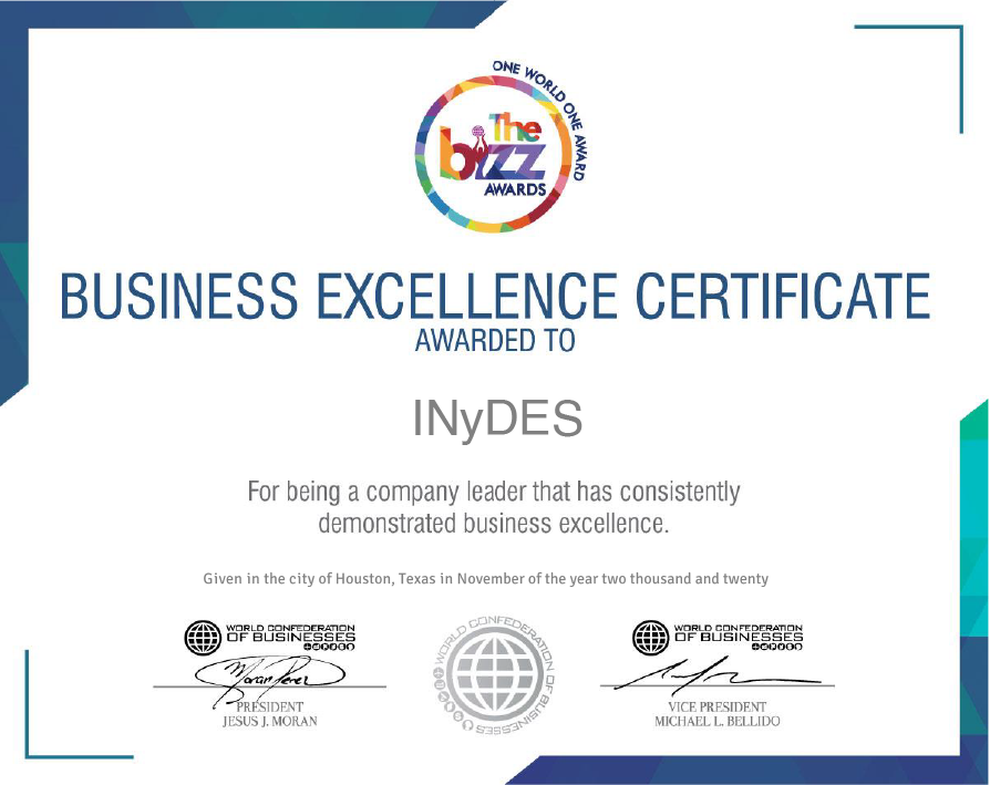 Inydes's tweet photo. En #INyDES agradecemos a World Confederation of Businesses por reconocimiento The Bizz Awards con el que distingue a nuestra empresa por la gran labor y desempeño profesional a favor del #MedioAmbiente

Seguiremos trabajando con profesionalismo, calidad y dedicación 👌 https://t.co/dOAkX6yT4Q