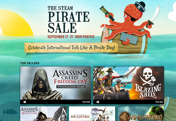 Tags also tell Steam to invite you to special themed sales like The Pirate Sale. Reserved only for games with the [pirate] tag.