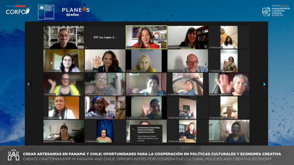 etcloslagos's tweet photo. Hoy en #ETCLosLagos se construyó un puente en el "Encuentro Crear Artesanías en Panamá y Chile", que tuvo una gran conversación, moderada por Lázaro Rodríguez, entre @MaruGalvez , directora de Economía Creativa de Panamá 🇵🇦, y Mercedes Montalva de @culturas_cl https://t.co/DxloaC2oxY