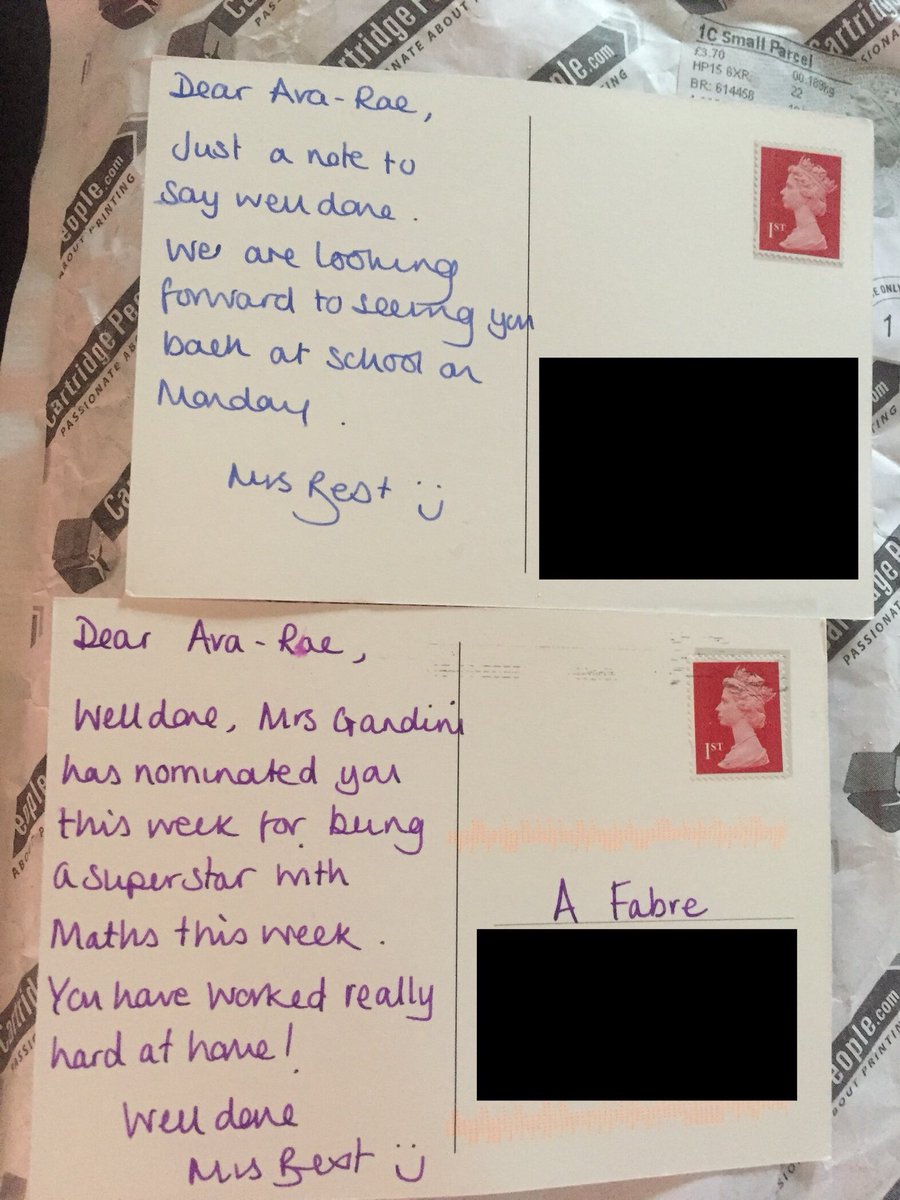 FabreKerri's tweet photo. Simple postcard from the Head to a child who finds academics tricky is now more determined than ever to try hard so she can be a vet #putthekidsfirst #aimhighsucceedbehappy https://t.co/hvpJ79OlnY