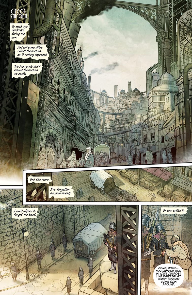 MONSTRESS (5 volumes - ongoing)by  @marjoriemliu and Sana Takeda Alternate history matriarchal 1900s Asia! Decopunk! Steampunk! Monsters! Cats, so many cats! Makes me want to cover my walls with its beautiful art!