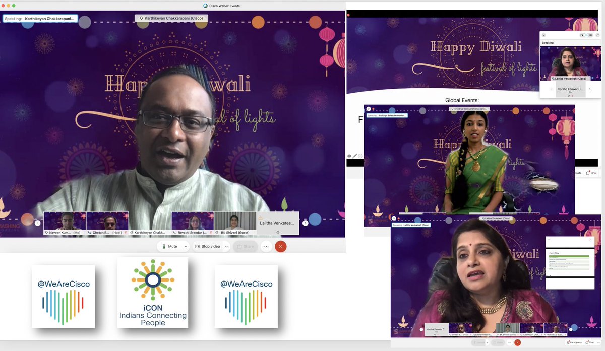CiscoIcon's tweet photo. “‘I accept you as you are’.. unconditional acceptance is the best gift we can give each other this festive season.” Peace, generosity, gratitude inspired #Diwali celebrations with special guest @bkshivani. Huge thanks to our Exec Soonsor @kchakkarapani, VP #CiscoCX. #WeAreCisco https://t.co/52CbvMIz1y