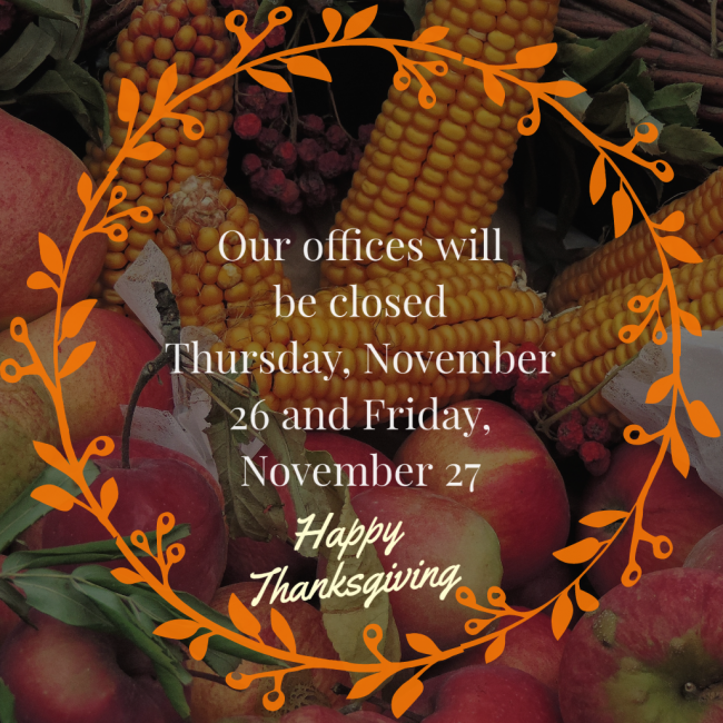 TweetSVdP's tweet photo. Our offices will be closed next Thursday and Friday, but we plan to be open for Financial Assistance again on Monday, November 30. Hope you all have a safe and Happy Thanksgiving. 🦃 https://t.co/56GaoRZSRW