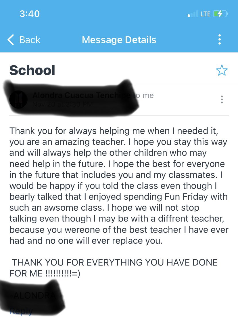 croderick14's tweet photo. When you lose a student, but know you made a positive impact and lasting impression 🧡⁦#teaching #ilovemyjob @eCollierAcademy⁩ https://t.co/UPm0538ZYd
