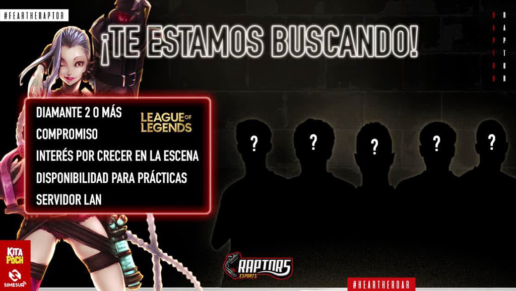 Llego el momento Raptors! DM e inbox abiertos! #leagueoflegends #lol #esports #lan  🦖 🥳
