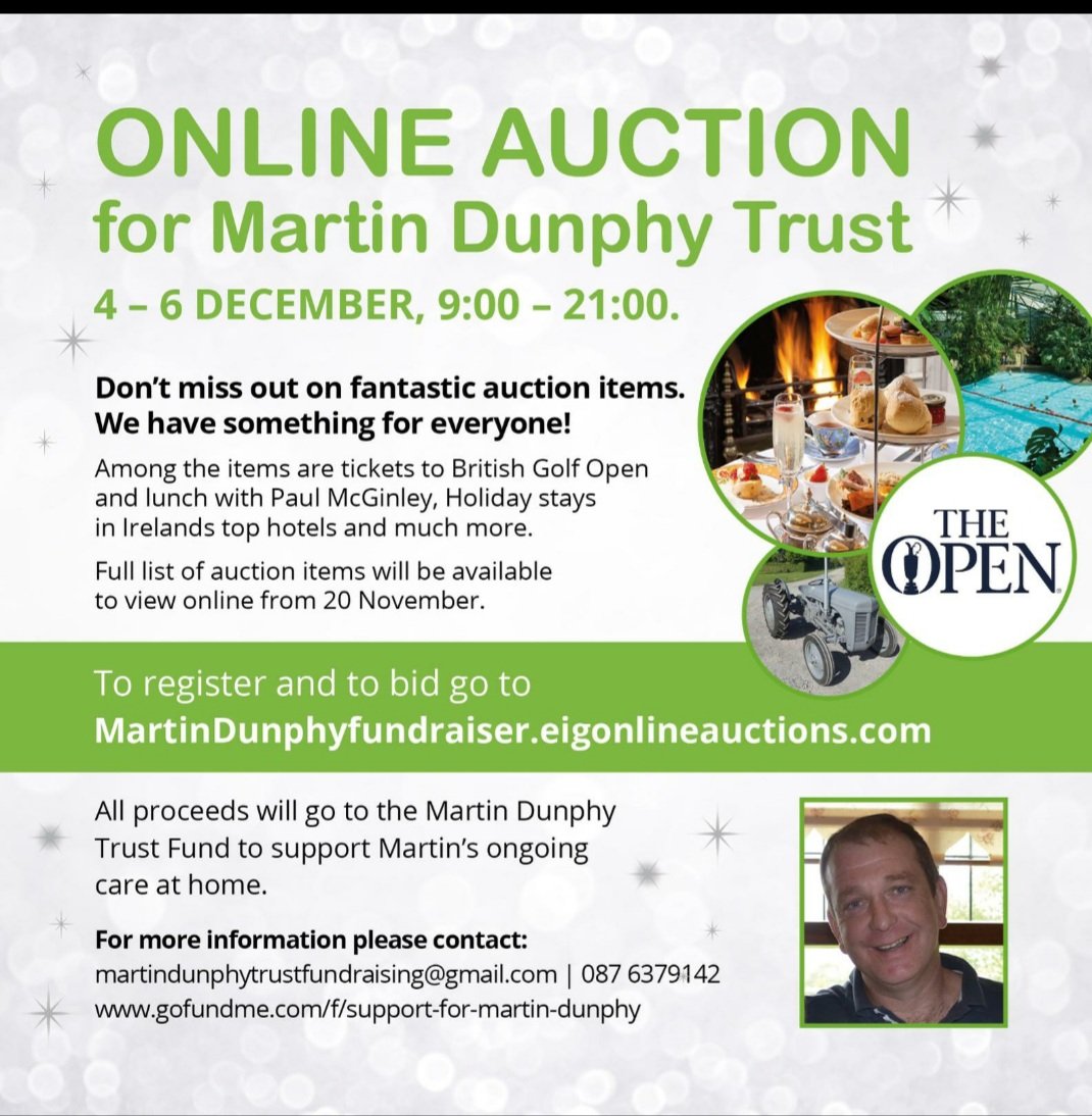 Eireogcarlow's tweet photo. We in Éire Óg are extremely proud to be associated with this cause that is very dear to our hearts. Please support Martins Trust through the live "go fund me " link or bid on one or indeed all of the fantastic lots in the upcoming auction. #eireogfamily #martinstrust https://t.co/ckyMD2WB7E