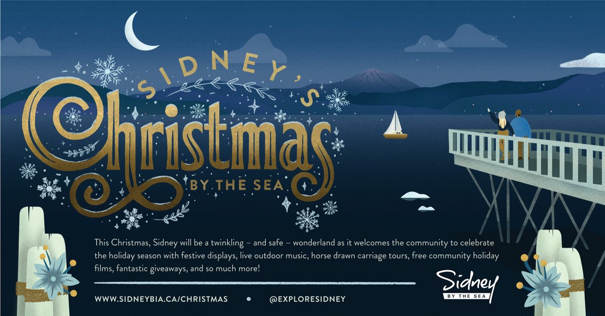 MySidneyBC's tweet image. This Christmas, Sidney will be a twinkling – and safe – wonderland as it celebrates the holiday season with festive displays, live outdoor music, horse drawn carriage tours, free community holiday films, fantastic giveaways, and much more! Visit sidneybia.ca/christmas for info.