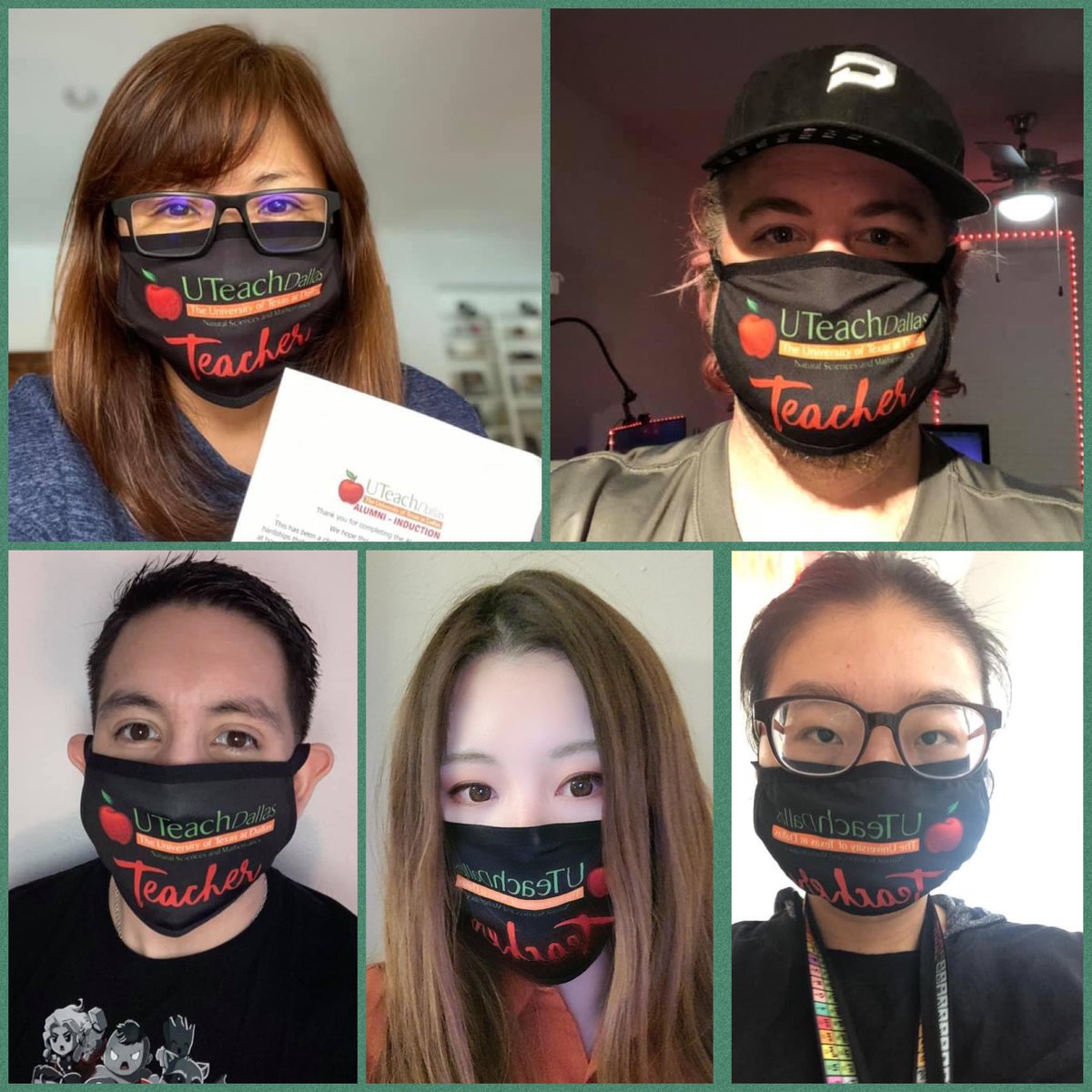 UTeachDallas's tweet photo. Seeing some faces we haven’t seen in a while! Ok well part of their faces.  You are rockin’ your new masks! #uteachalumni #utdalumni #stemteacher #uteachnation #uteachmaskup https://t.co/lGBhW4FWEf