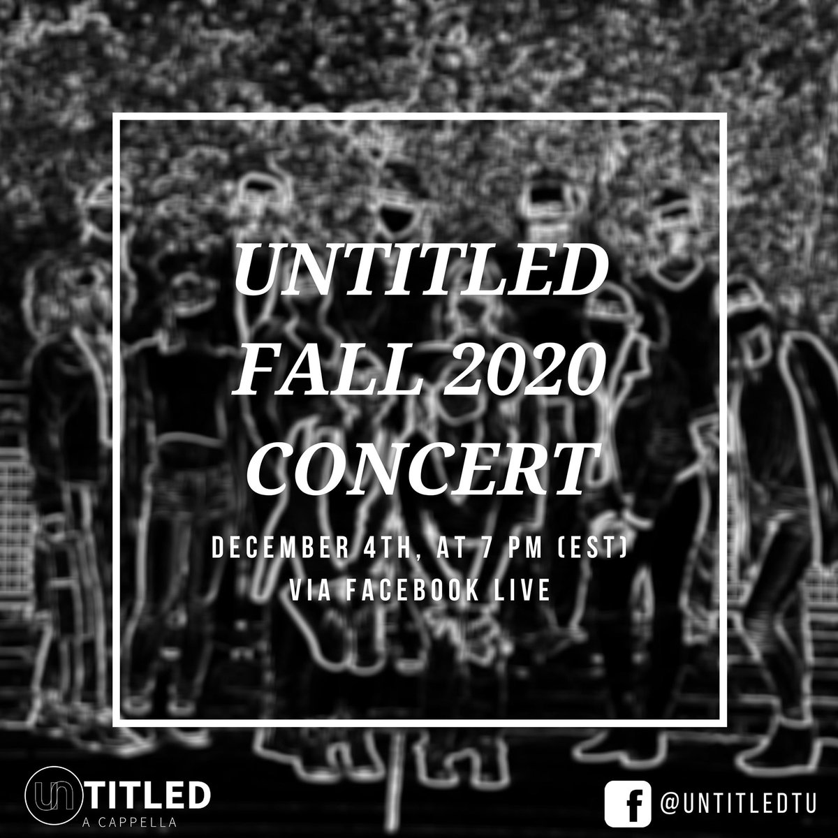towsonuntitled's tweet photo. Untitled will be Live Streaming our Fall 2020 Concert! The Live stream will be on our Facebook on Dec. 4th at 7 pm! 
Facebook link in bio!
Special Guest groups‼️
@WCU_UnderARest 
@PitchPleaseTU 
@JHUAllNighters 
Acatonics from Wootton High School https://t.co/dypqMZ2Lr6