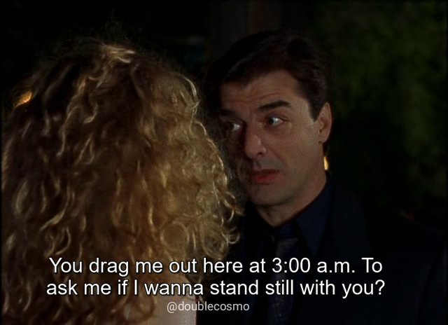 DoubleCosmo's tweet photo. Don't you wanna stand still with me? β€οΈ
#SexAndTheCity
E07S01: The Monogamists
Follow: @doublecosmo
#SATC #satcquote https://t.co/WF6dP5253r