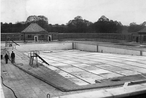 The empty pool of the Victoria Park lido, here in April just prior to the opening in 1936.