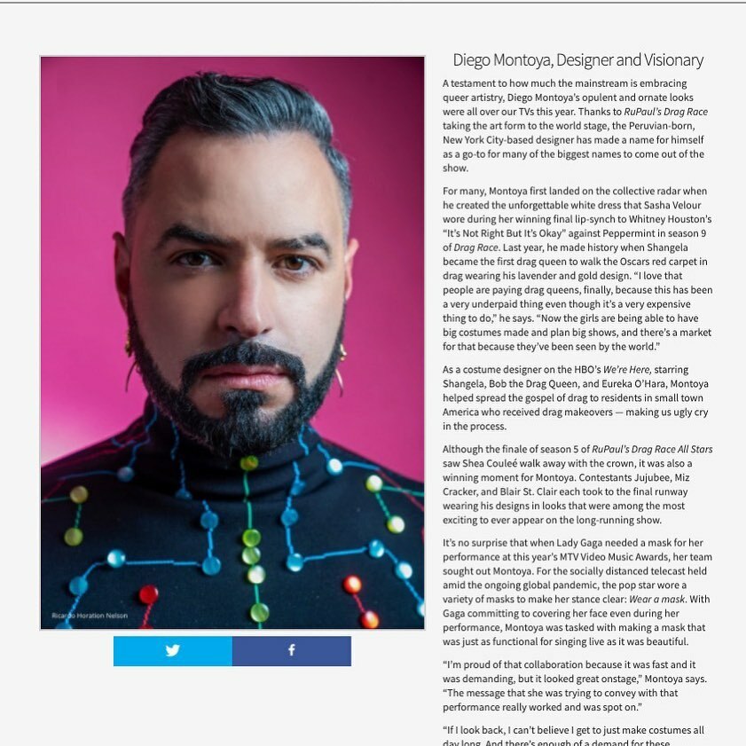 DiegoMontoya3D's tweet photo. I’m so grateful to be included in this year’s #out100 list among so many incredible and inspiring people. Making art for a living has always been my dream and to have my work recognized by my community is an absolute honor. Thank you to all the amazing q… https://t.co/I3Vb6MAZj6 https://t.co/Zj18Q51EnK