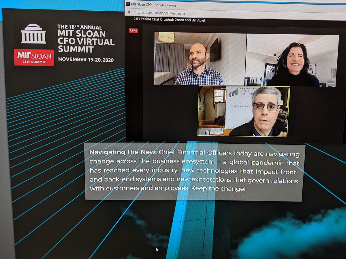 SeidmanJeremy's tweet photo. Ending #mitcfo with @BillAulet of MIT's Entrepreneurship Center, Adam DeWitt @Grubhub and Kelly Steckelberg @zoom_us...Best CFO Summit ever! @MITCFO #mitsloan https://t.co/d690tWlfk4