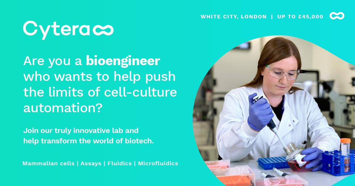 We are looking for a Bioengineer to join our team! 🔬
Learn more at: bit.ly/cytera-bio