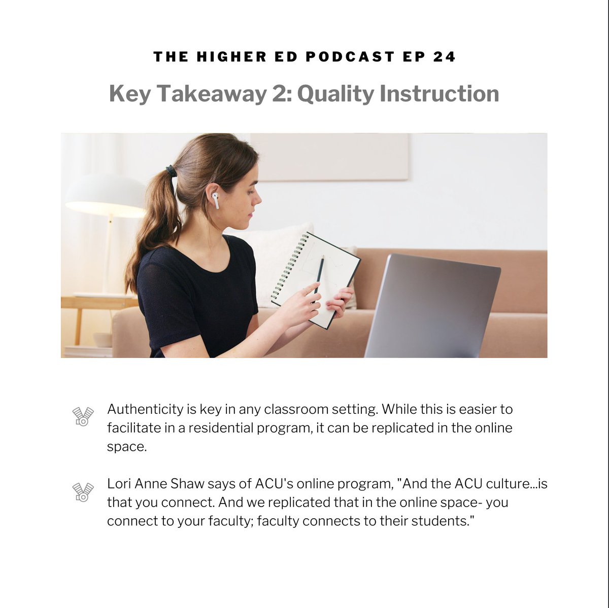 EngineSystems's tweet image. Quality instruction and connection is the key to fostering a successful online program. Organizations connect to their faculty, and faculty connect to their students to create a community. Click the link to read more! bit.ly/3fbZ6Nh #highered #multiplemodalities