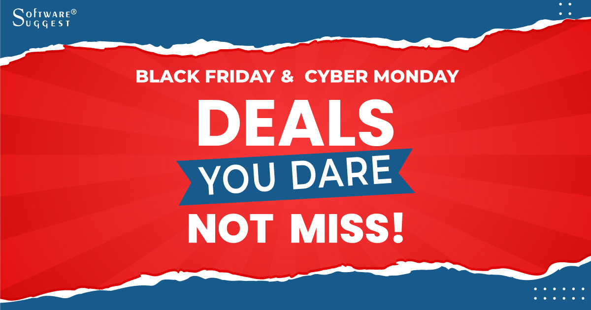 SoftwareSuggest's tweet photo. We're back with Black Friday and Cyber Monday deals.
Grab the best #deals on #SaaS products of your #choice.
Know more - https://t.co/IQH8HN4VEJ
#BlackFriday #CyberMonday #neverbeforeoffer #offers #discounts #software #business #smallbusiness #largebusiness #softwaresuggest https://t.co/LDMduF4puR